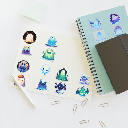 Cute Ghost Sticker Sheet — Cute Pastel Spooky Vinyl Stickers for Halloween, Journals & Laptops