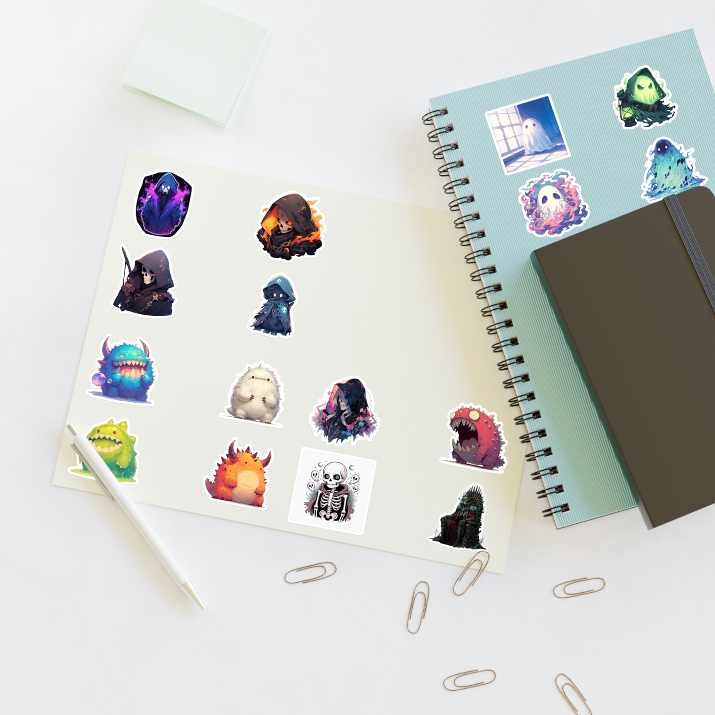 Sticker Mix Sheet — Cute Pastel Spooky Vinyl Stickers for Halloween, Journals & Laptops
