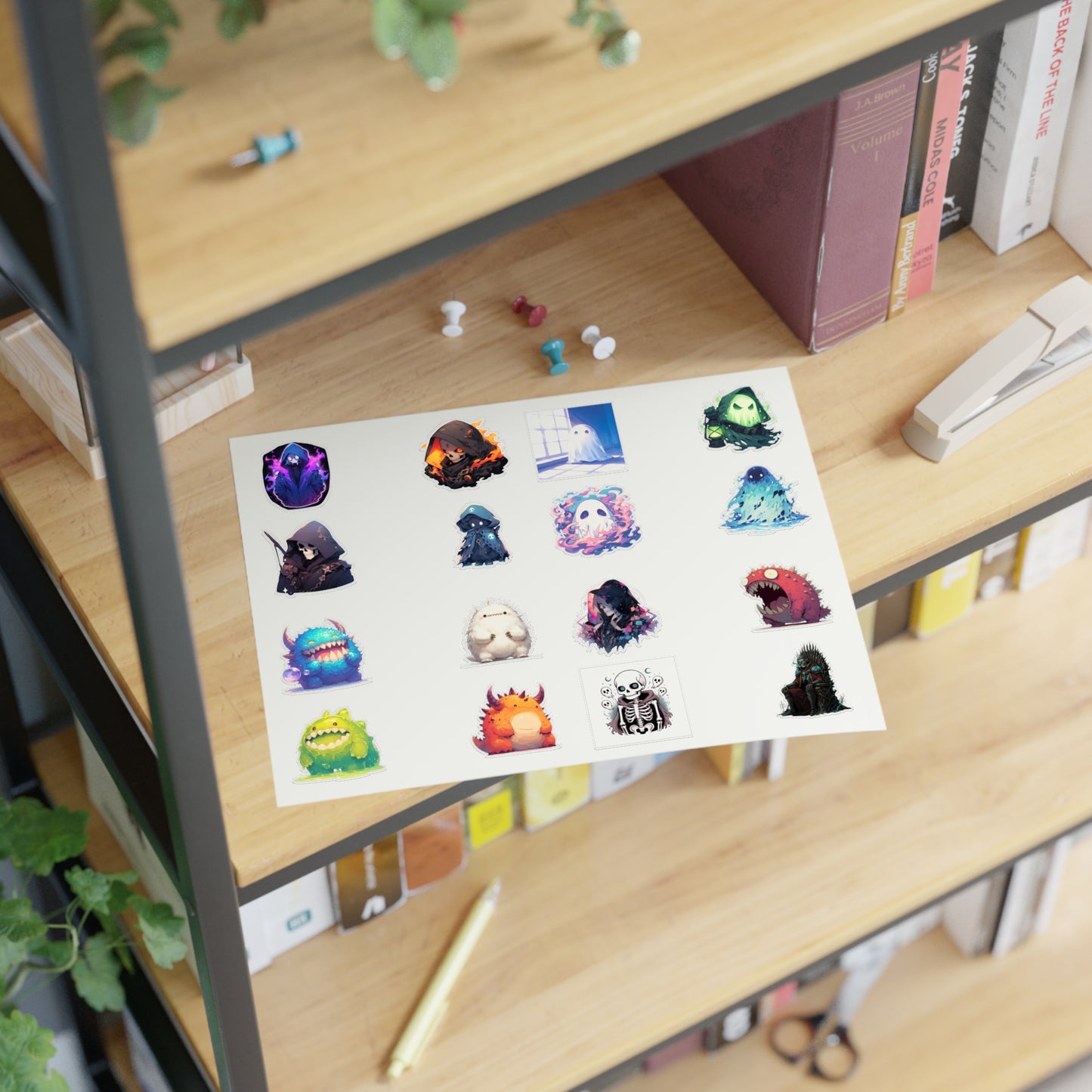 Sticker Mix Sheet — Cute Pastel Spooky Vinyl Stickers for Halloween, Journals & Laptops