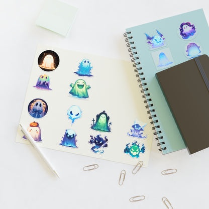 Ghost Sticker Sheet 16 stickers, 2' inch — Pastel Spooky Vinyl Stickers for Halloween, Journals & Laptops