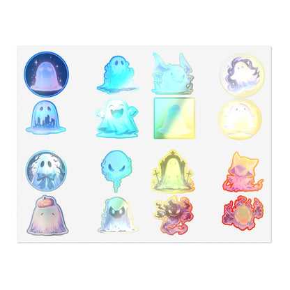 Ghost Sticker Sheet 16 stickers, 2' inch — Pastel Spooky Vinyl Stickers for Halloween, Journals & Laptops