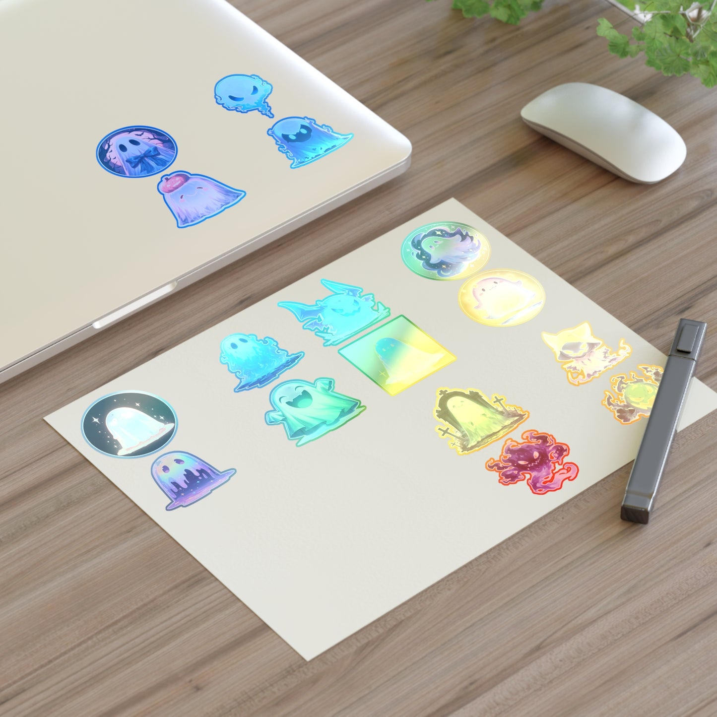 Ghost Sticker Sheet 16 stickers, 2' inch — Pastel Spooky Vinyl Stickers for Halloween, Journals & Laptops
