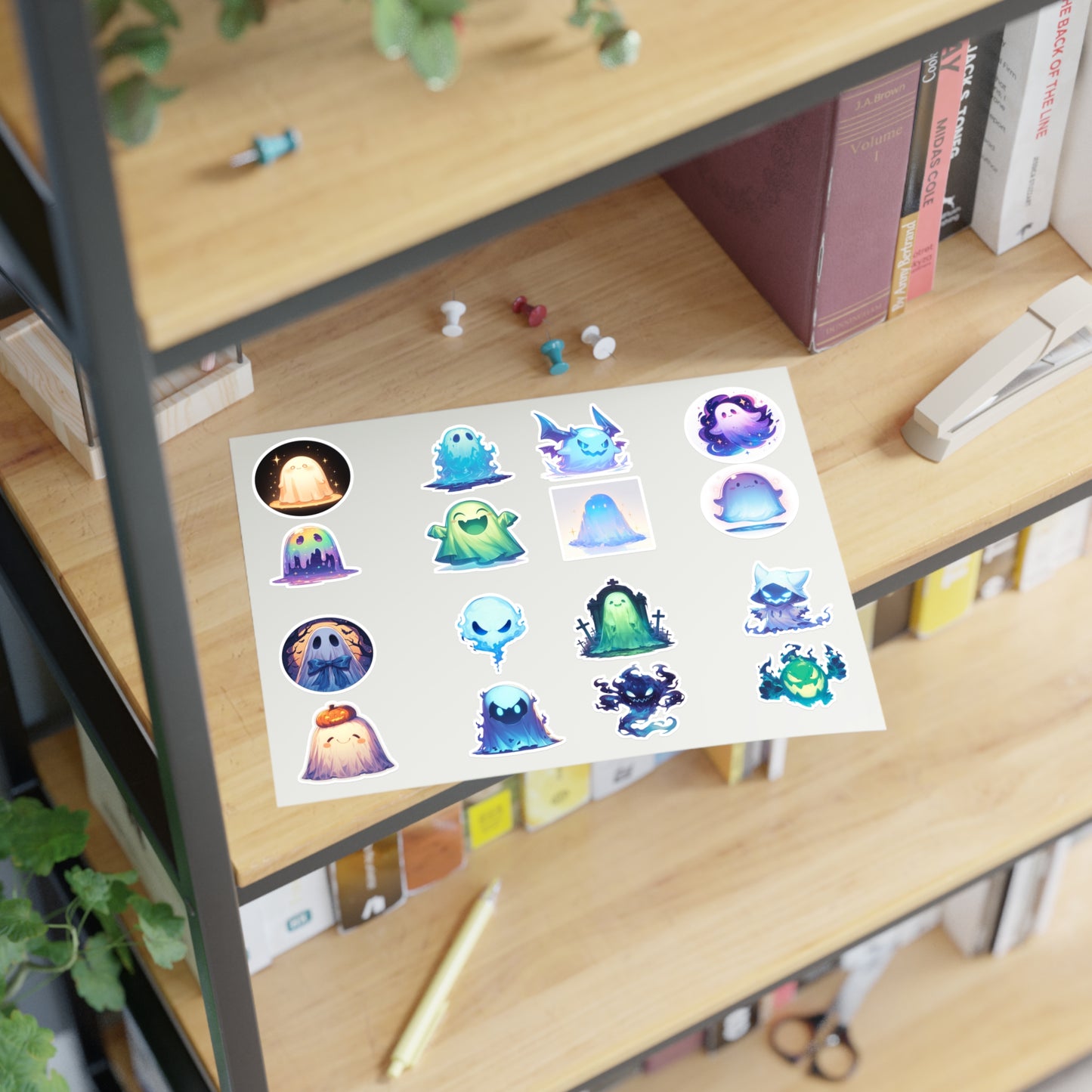 Ghost Sticker Sheet 16 stickers, 2' inch — Pastel Spooky Vinyl Stickers for Halloween, Journals & Laptops