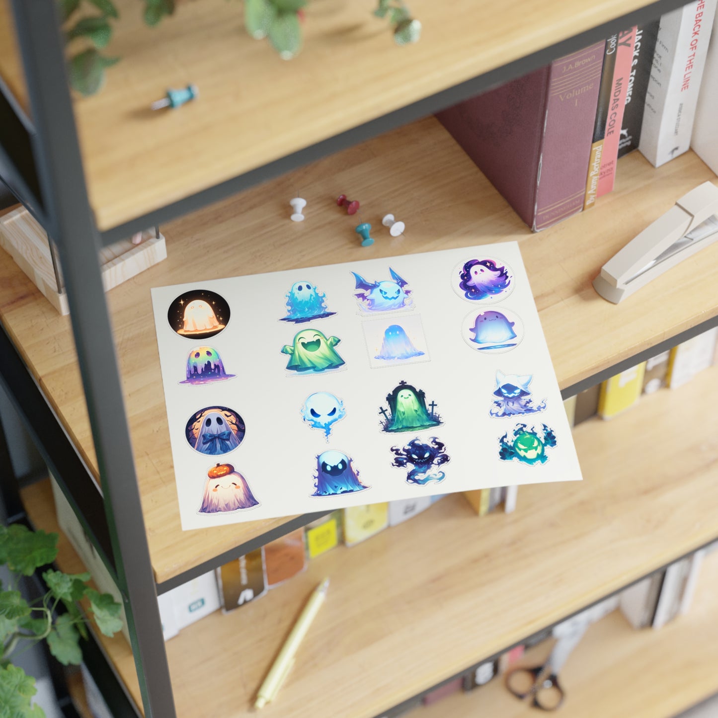 Ghost Sticker Sheet 16 stickers, 2' inch — Pastel Spooky Vinyl Stickers for Halloween, Journals & Laptops