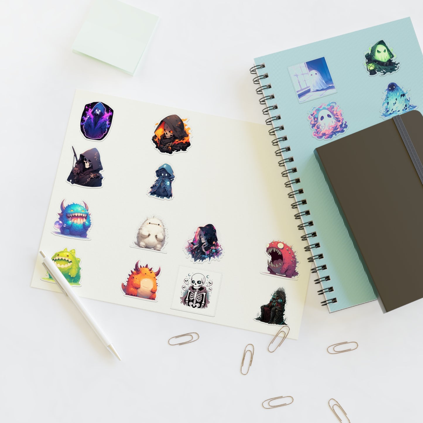 Sticker Mix Sheet — Cute Pastel Spooky Vinyl Stickers for Halloween, Journals & Laptops