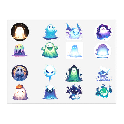 Ghost Sticker Sheet 16 stickers, 2' inch — Pastel Spooky Vinyl Stickers for Halloween, Journals & Laptops